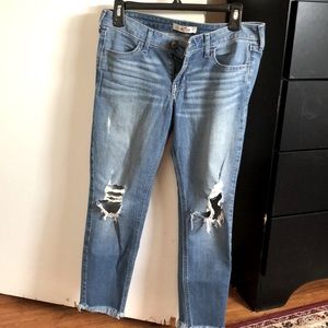 Hollister Light Blue Ripped Ankle Jeans